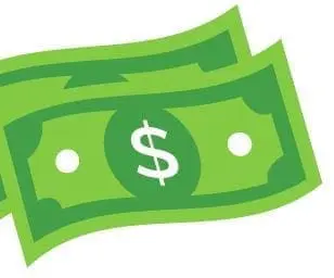 Two green banknotes with dollar signs