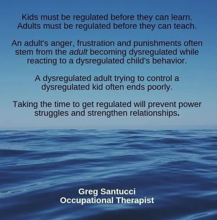 Greg Santucci, Occupational Therapist, with text about regulation.
