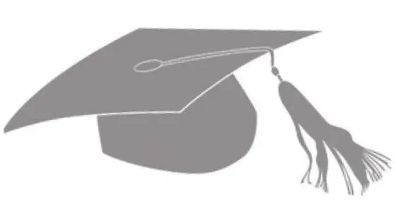 Graduation cap with a tassel.