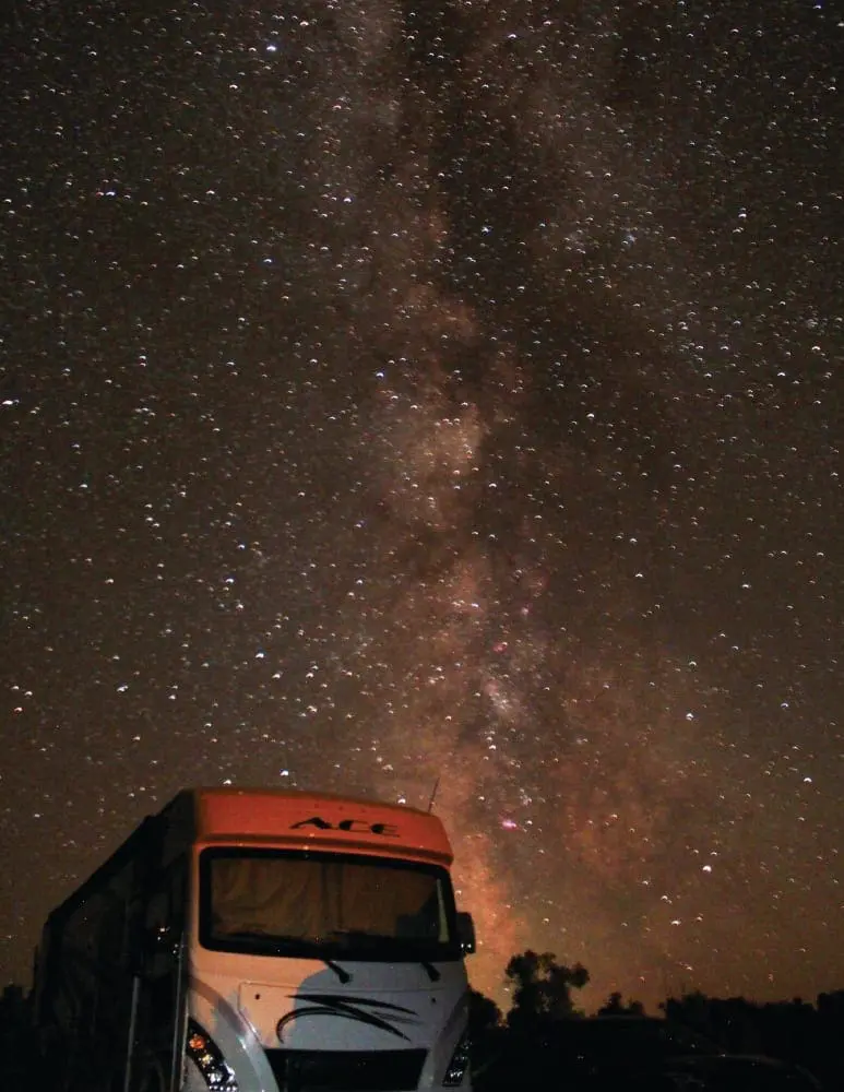RV parked under a starry sky at Gros Ventre Campground