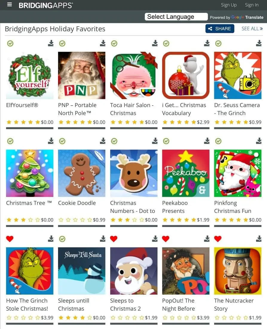 Bridging Apps holiday favorites app icons