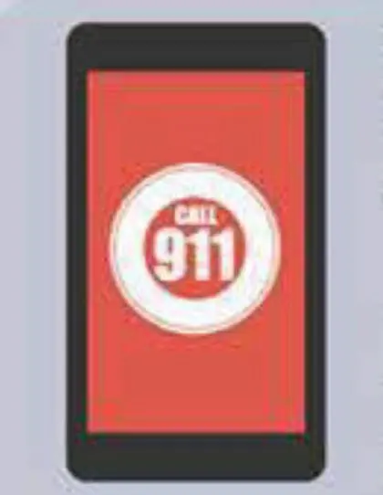 Phone screen displaying a red circle with "CALL 911" in white text.
