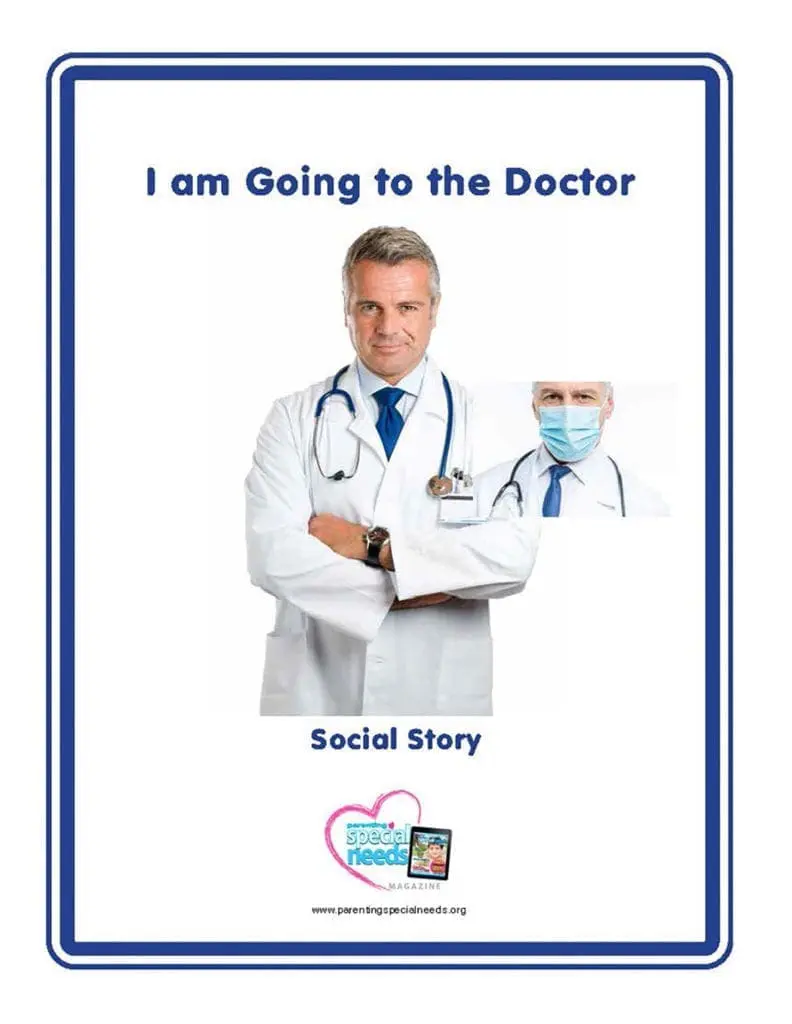 Social story cover for "I am Going to the Doctor" with a doctor image.