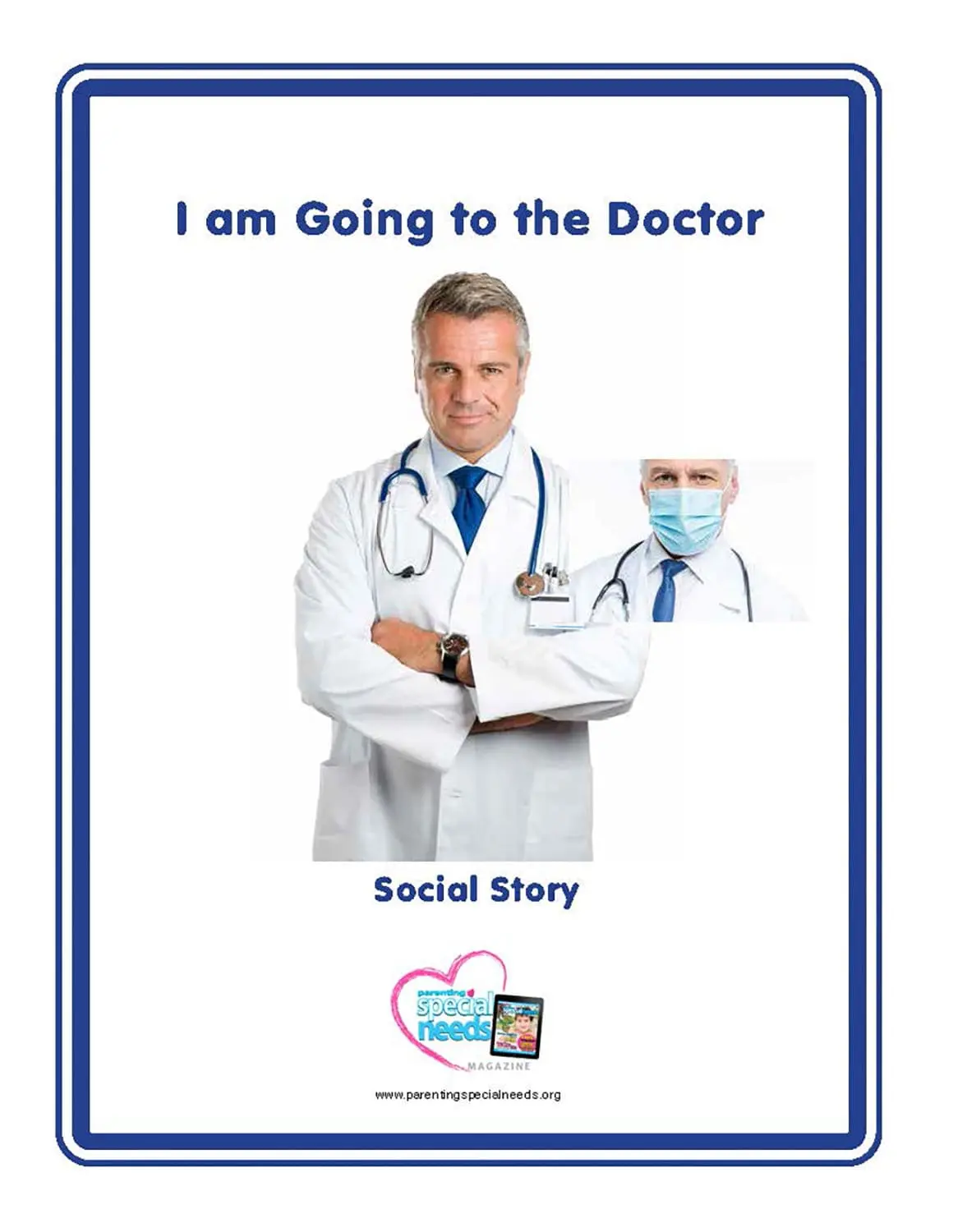 Social story cover for "I am Going to the Doctor" with a doctor image.