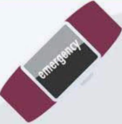 Eraser with the word "emergency" on it
