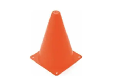 Orange traffic cone on a white background.