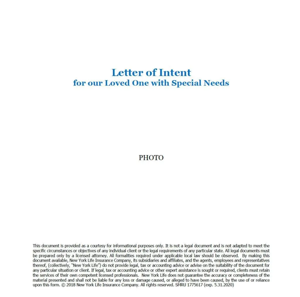 Letter of Intent DL cover with text and placeholder for a photo.