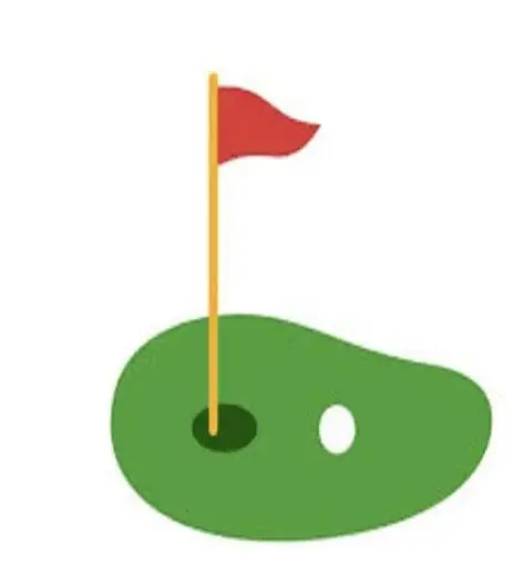 Golf hole with a flag and a ball