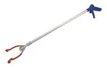 Grab stick with a blue handle and silver shaft.