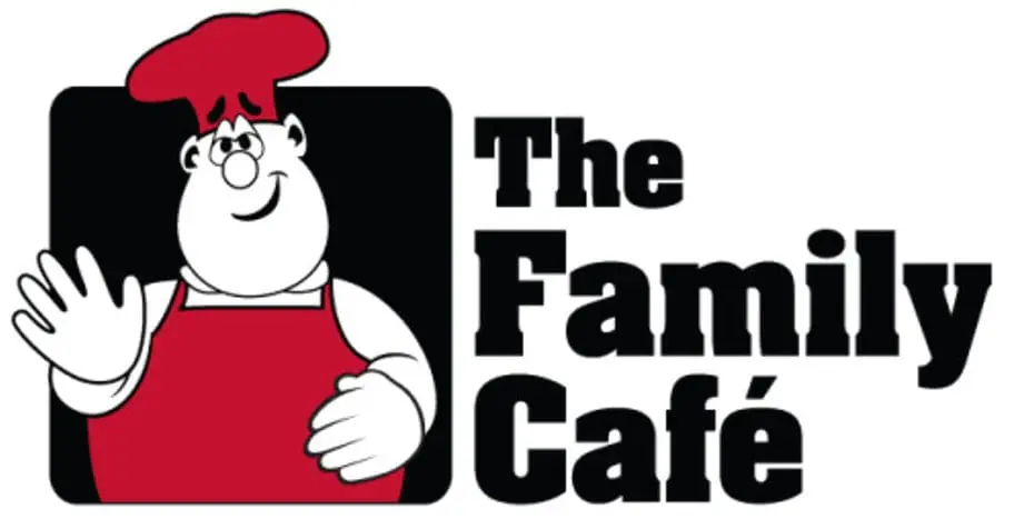 The Family Cafe logo with a cartoon chef waving