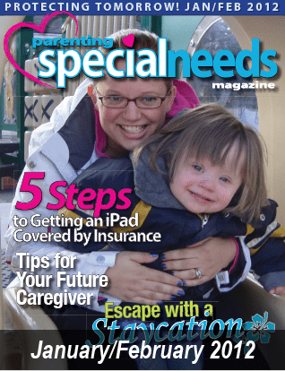 Parenting Special Needs Magazine cover with a woman and child smiling.
