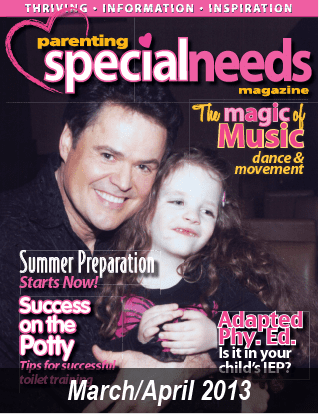 Cover of Parenting Special Needs Magazine, March/April 2013 issue, featuring a man and a young girl.