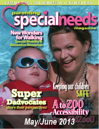 Cover of Parenting Special Needs Magazine, May/June 2013, featuring a mother and child.