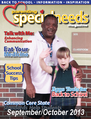Cover of September/October 2013 issue of Parenting Special Needs Magazine featuring a man and a girl.