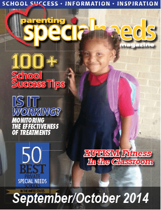 Parenting Special Needs Magazine cover with a young girl in a school uniform and backpack.