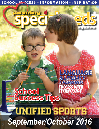 Parenting Special Needs Magazine cover featuring two children with text overlay.