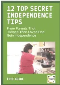 12 Top Secret Independence Tips guide cover with image of person cooking