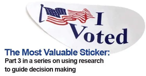 I Voted" sticker with the American flag.