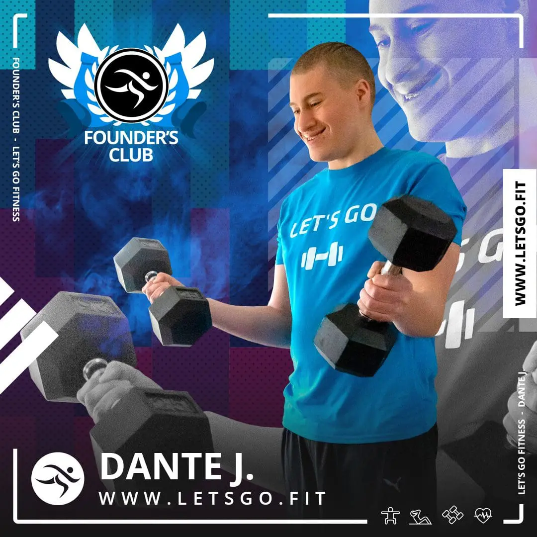 Dante Johnson smiling while lifting dumbbells.