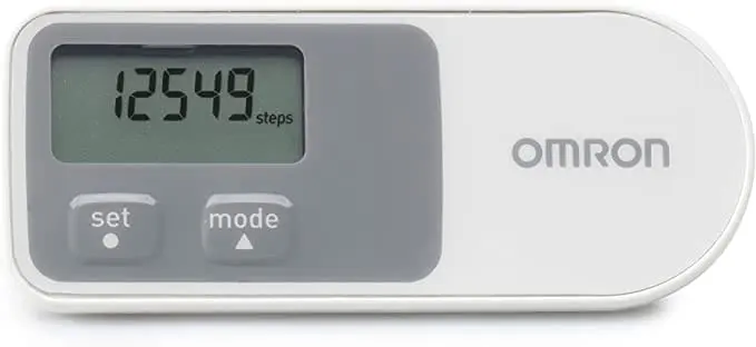 Omron HJ-320 Walking Style Step Counter displays 12549 steps.
