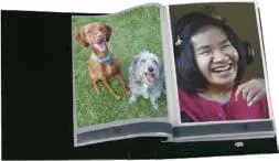 Recordable Photo Albums with images of two dogs and a person wearing headphones.