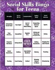 Social Skills Bingo for Teens game board