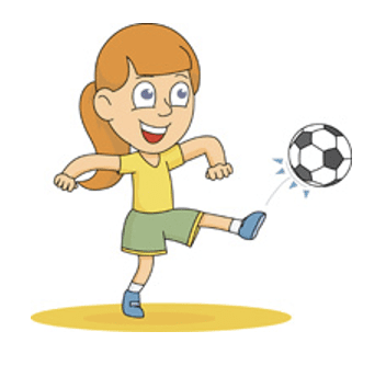 A girl kicking a soccer ball