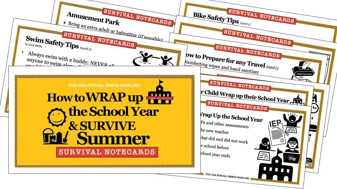 Survival notecards for wrapping up the school year and surviving summer.