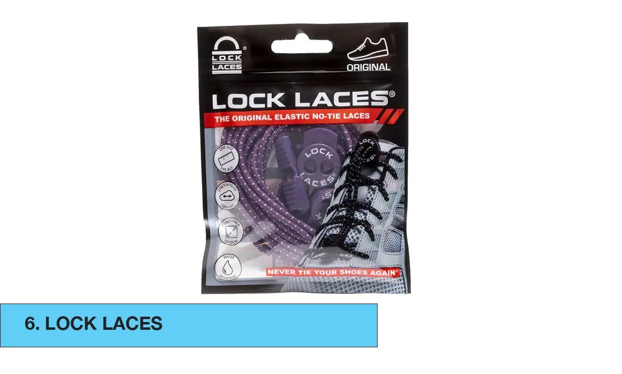 LockLaces package containing purple and black shoelaces.