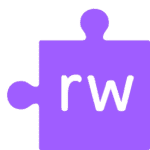 Purple puzzle piece with "rw" in white letters.