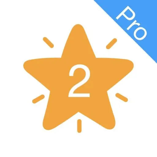 Orange star with a white number 2 in the center and "Pro" in a blue triangle in the upper right.