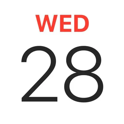 Calendar showing Wednesday the 28th