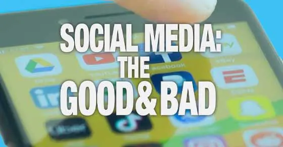 Social media: the good & bad graphic on a phone screen.