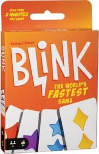 Blink card game box featuring colorful cards and the text "The World's Fastest Game.