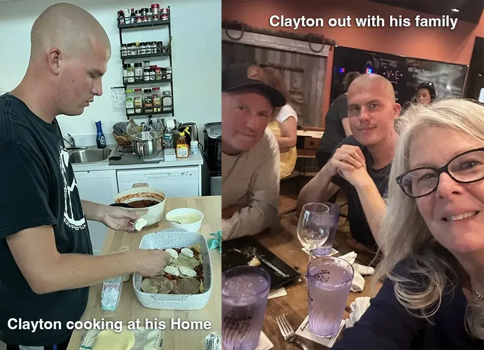 Clayton cooking at home and out with family.