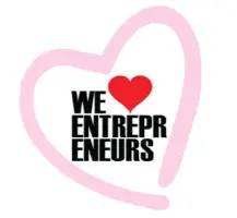 Logo with text "WE ENTREPRENEURS" inside a heart shape.