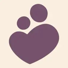 Purple heart shape with two circles above it.