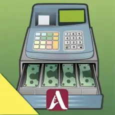 Dollars & Cents Lite app icon with a cash register and money.