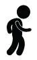Person walking with head turned to the side
