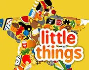 A star shape filled with various small objects and the words "little things".