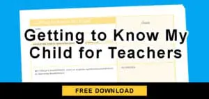PSN Getting to Know My Child for Teachers