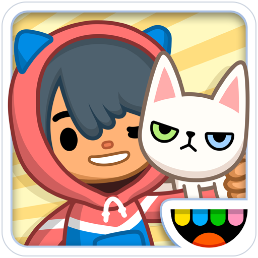 Toca Life Pets app icon featuring a cartoon character and a grumpy cat.