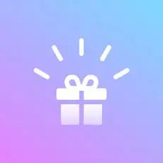 Gift icon with radiating lines on a gradient background.