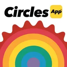Circles App logo featuring concentric rainbow-colored circles beneath the text.