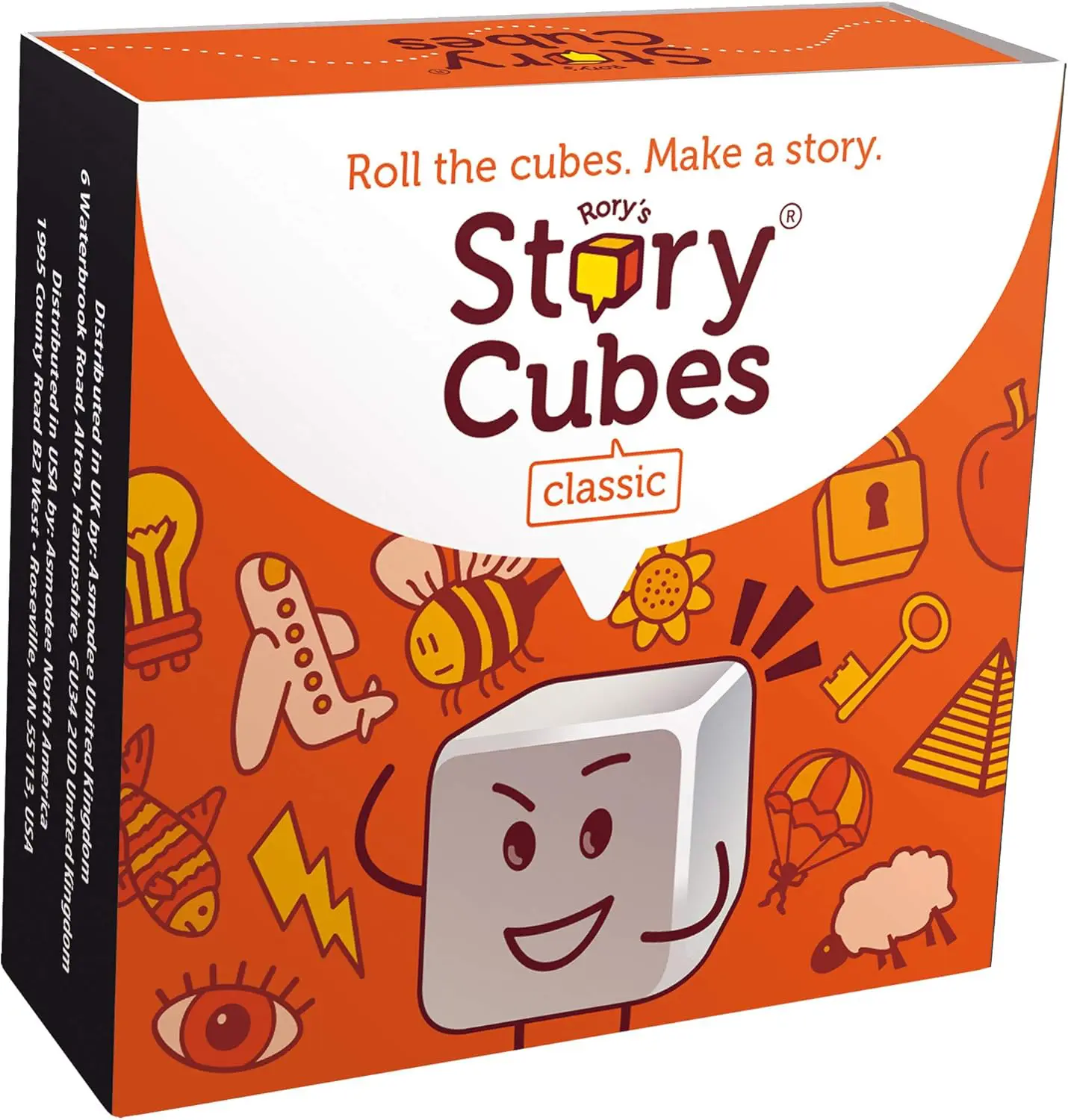Rory's Story Cubes Classic box with illustrations of dice and icons for storytelling.