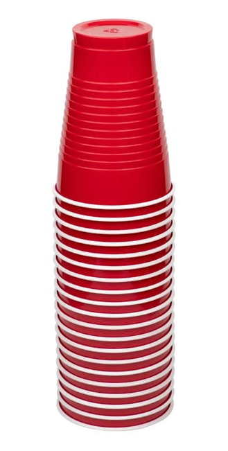 Stack of red plastic cups