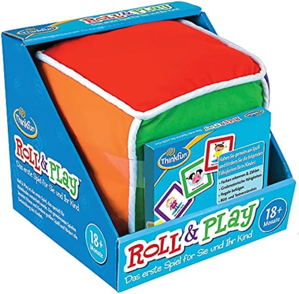 Think Fun Roll & Play board game with plush dice and cards
