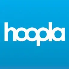 Hoopla Digital logo on a blue background.