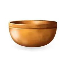 A bronze singing bowl on a white background.