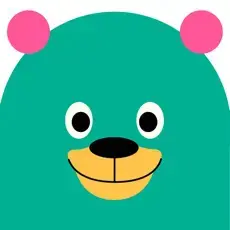 Khan Academy Kids app logo featuring a teal bear with pink ears.